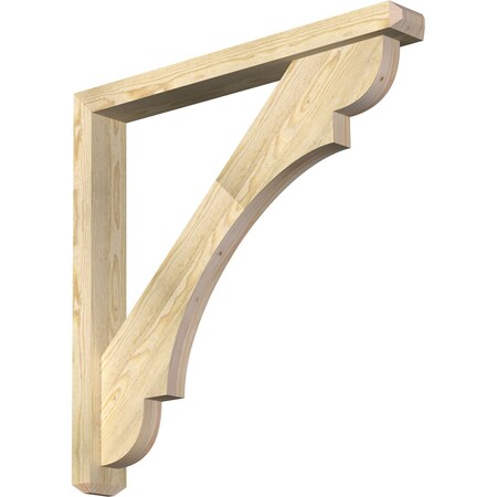 Ekena Millwork Olympic Craftsman Rough Sawn Bracket w/ Offset Brace, Douglas Fir, 4"W x 32"D x 32"H BKT0402X32X32OLY04RDF